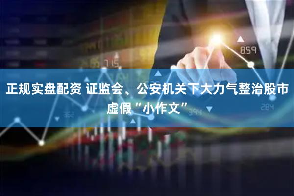 正规实盘配资 证监会、公安机关下大力气整治股市虚假“小作文”