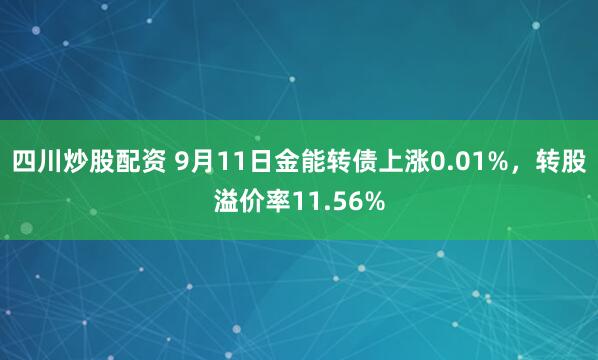 四川炒股配资 9月11日金能转债上涨0.01%，转股溢价率11.56%
