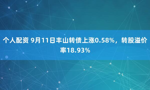 个人配资 9月11日丰山转债上涨0.58%，转股溢价率18.93%